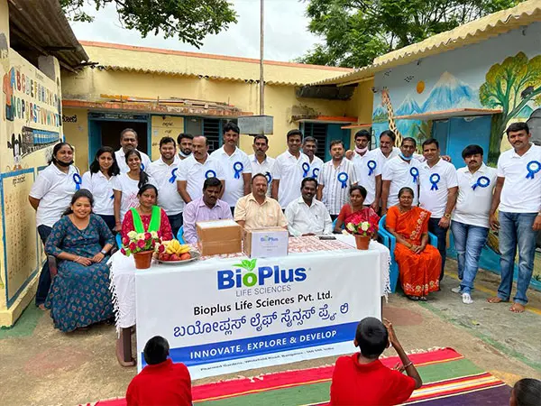 Bioplus employees on a donation drive to a special needs care home